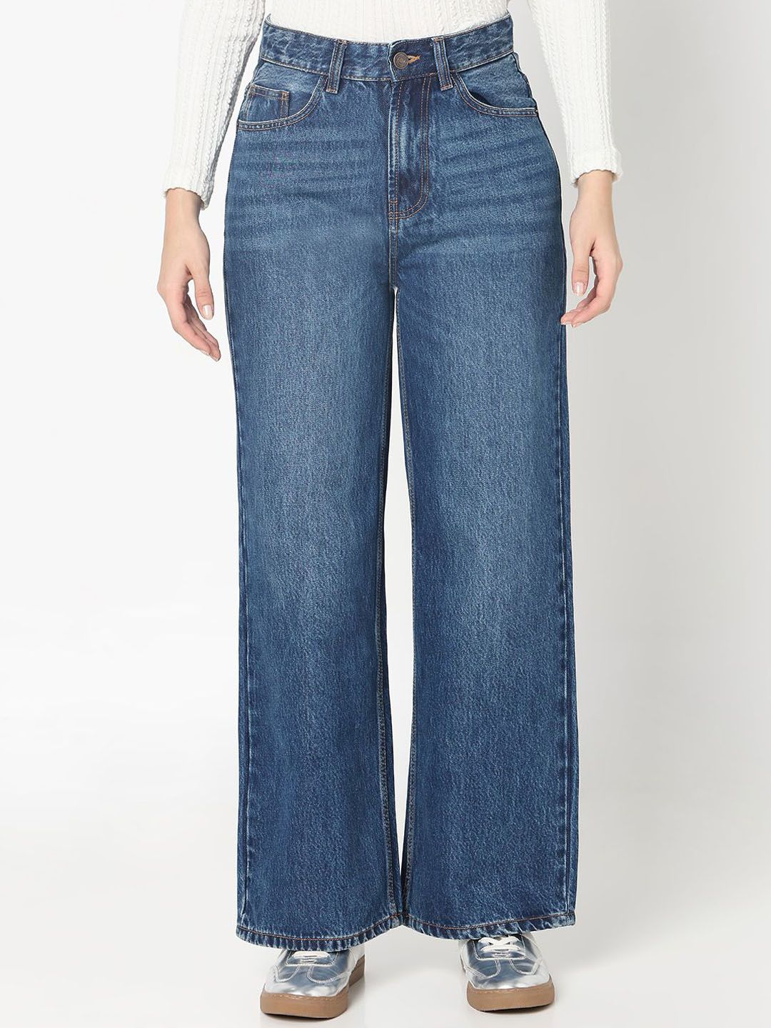 【R&B】Lady Buy R&B Women Straight Fit High-Rise Light Fade Cotton Denim Jeans