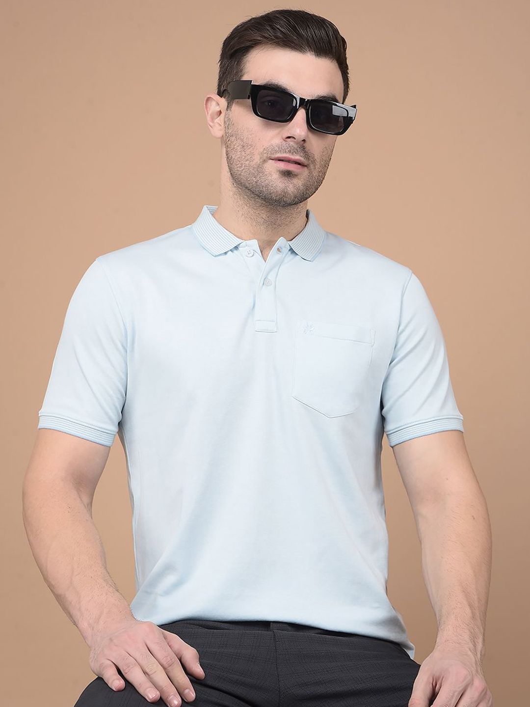Crimsoune Club Men Solid Polo Collar Cotton Slim Fit T-shirt