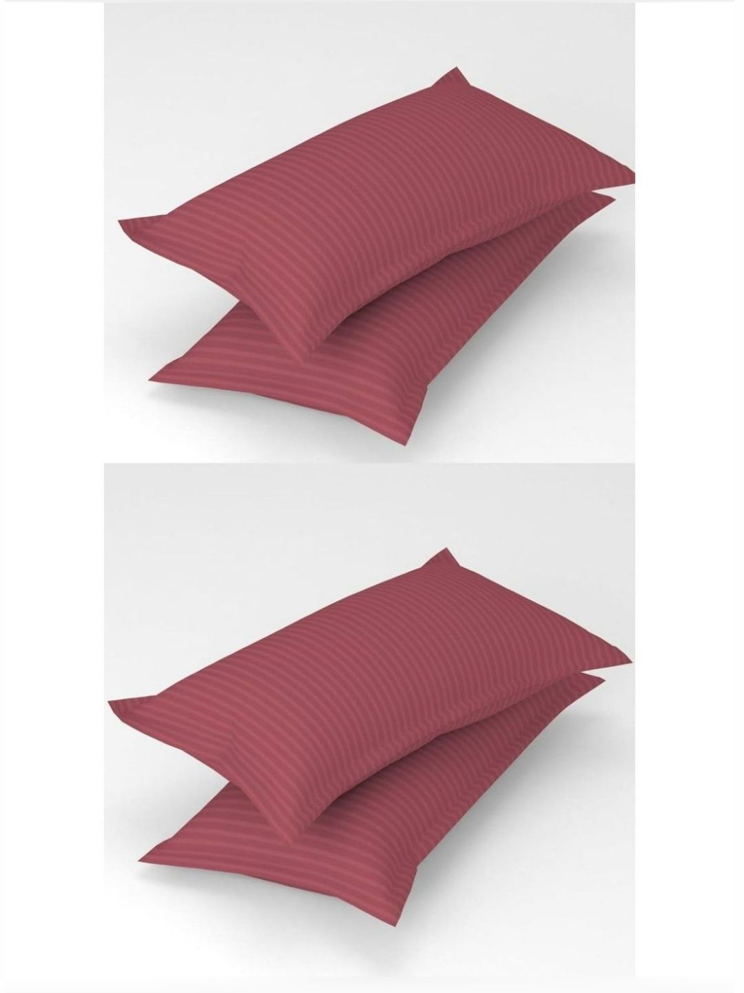 UrbanArts Pink 4 Pieces Striped Pure Cotton Rectangle Pillow Covers