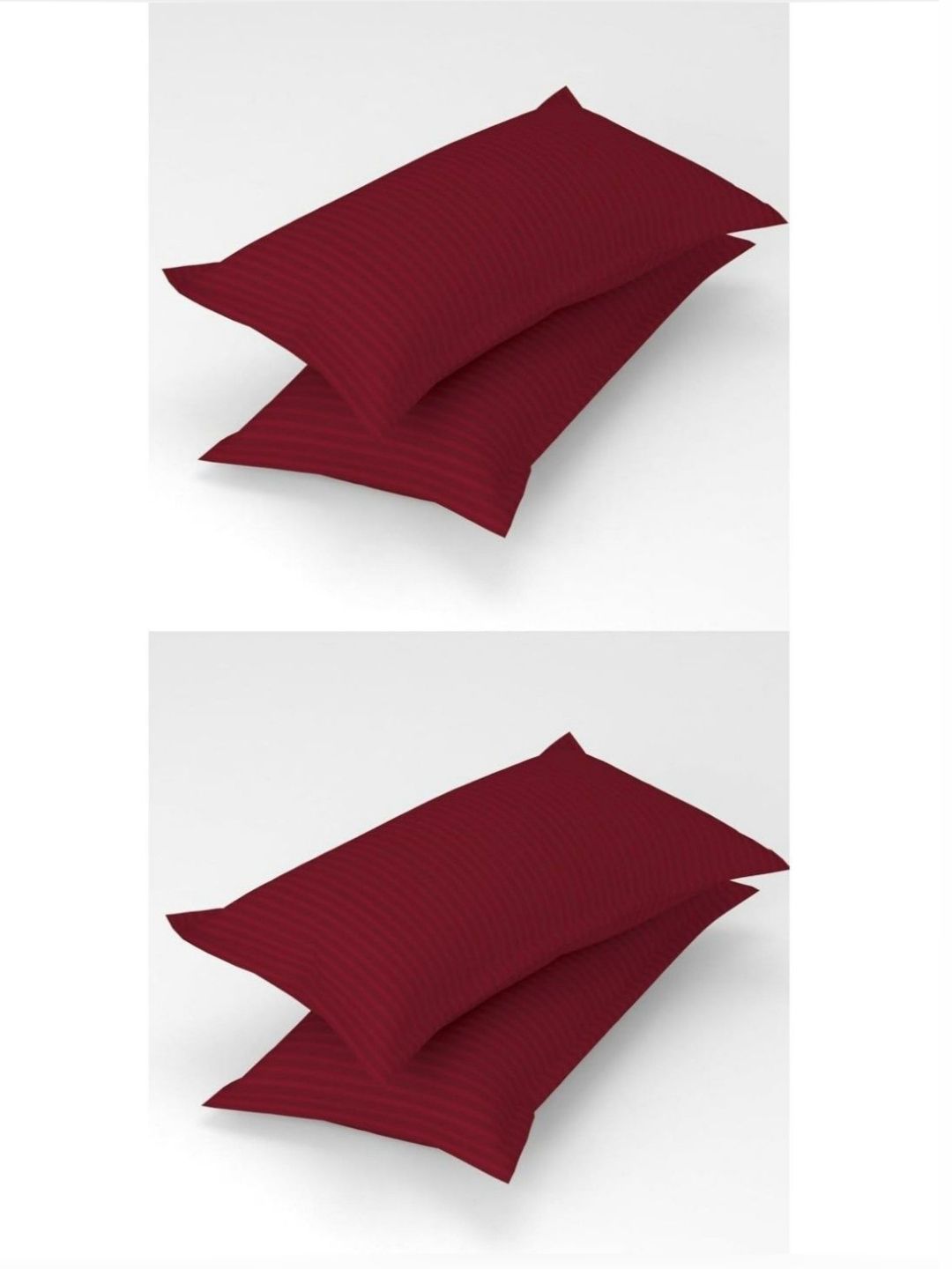 UrbanArts Maroon 4 Pieces Striped Pure Cotton Rectangle Pillow Covers