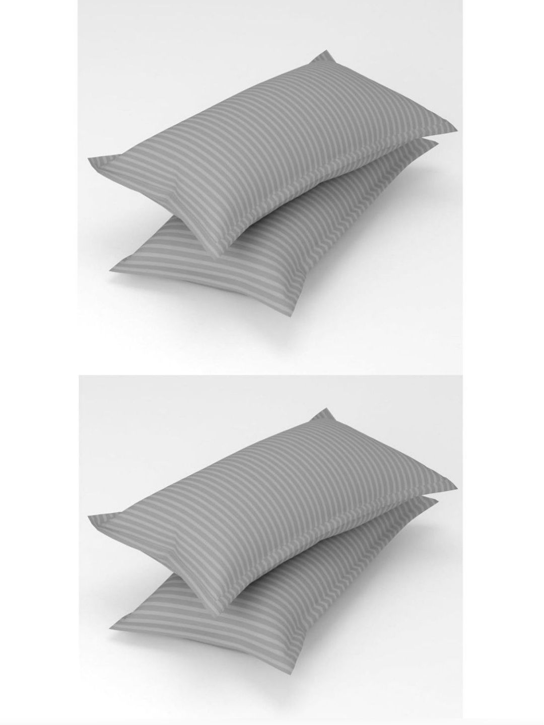 UrbanArts Grey 4 Pieces Striped Pure Cotton Rectangle Pillow Covers