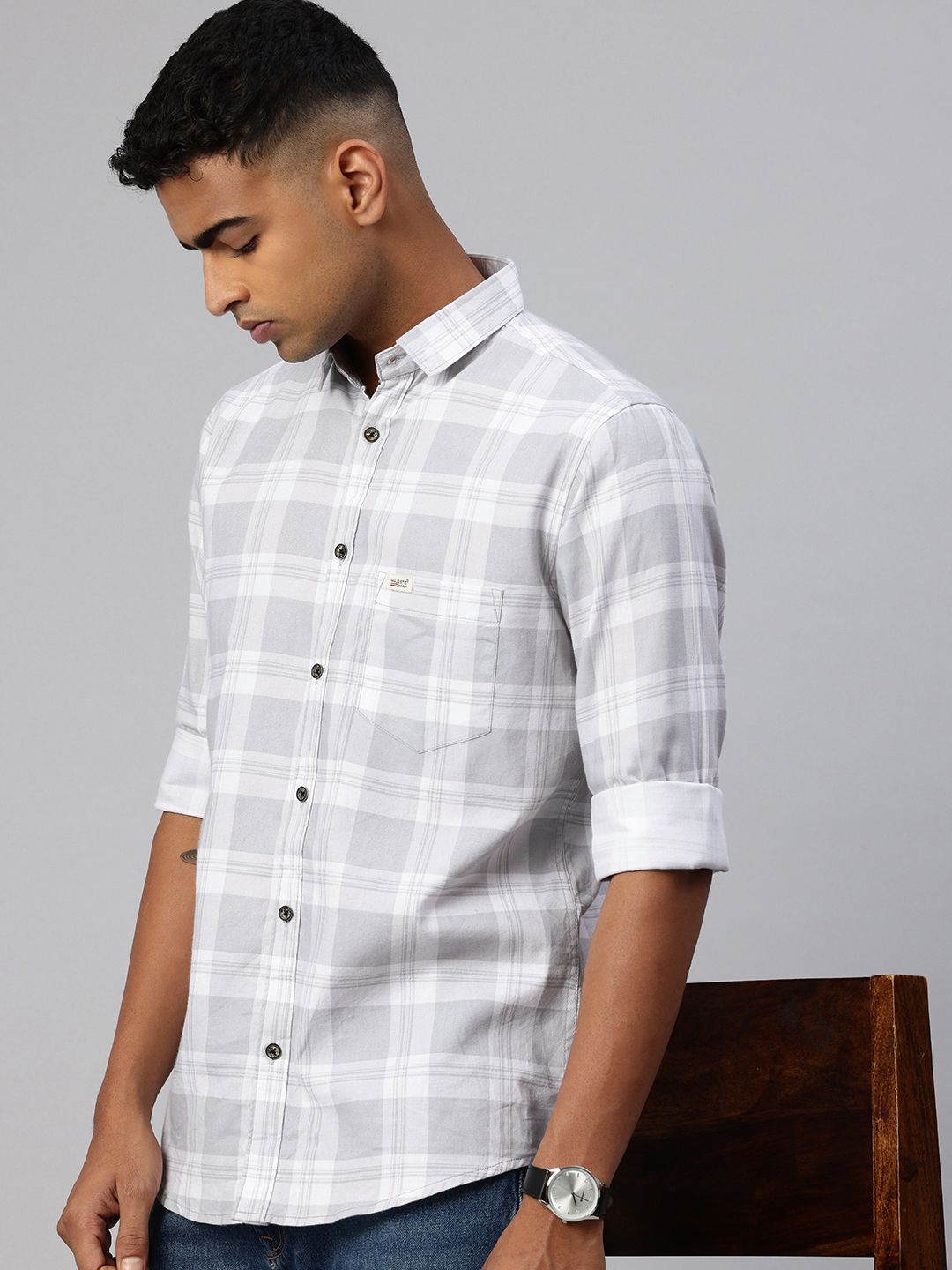 Majestic Man Opaque Checked Casual Shirt