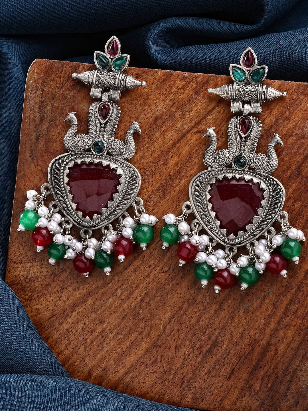 Buy ZENEME Oxidised Plated Stylish Pearl Cosmos Traditional Earrings -  - Accessories for Women