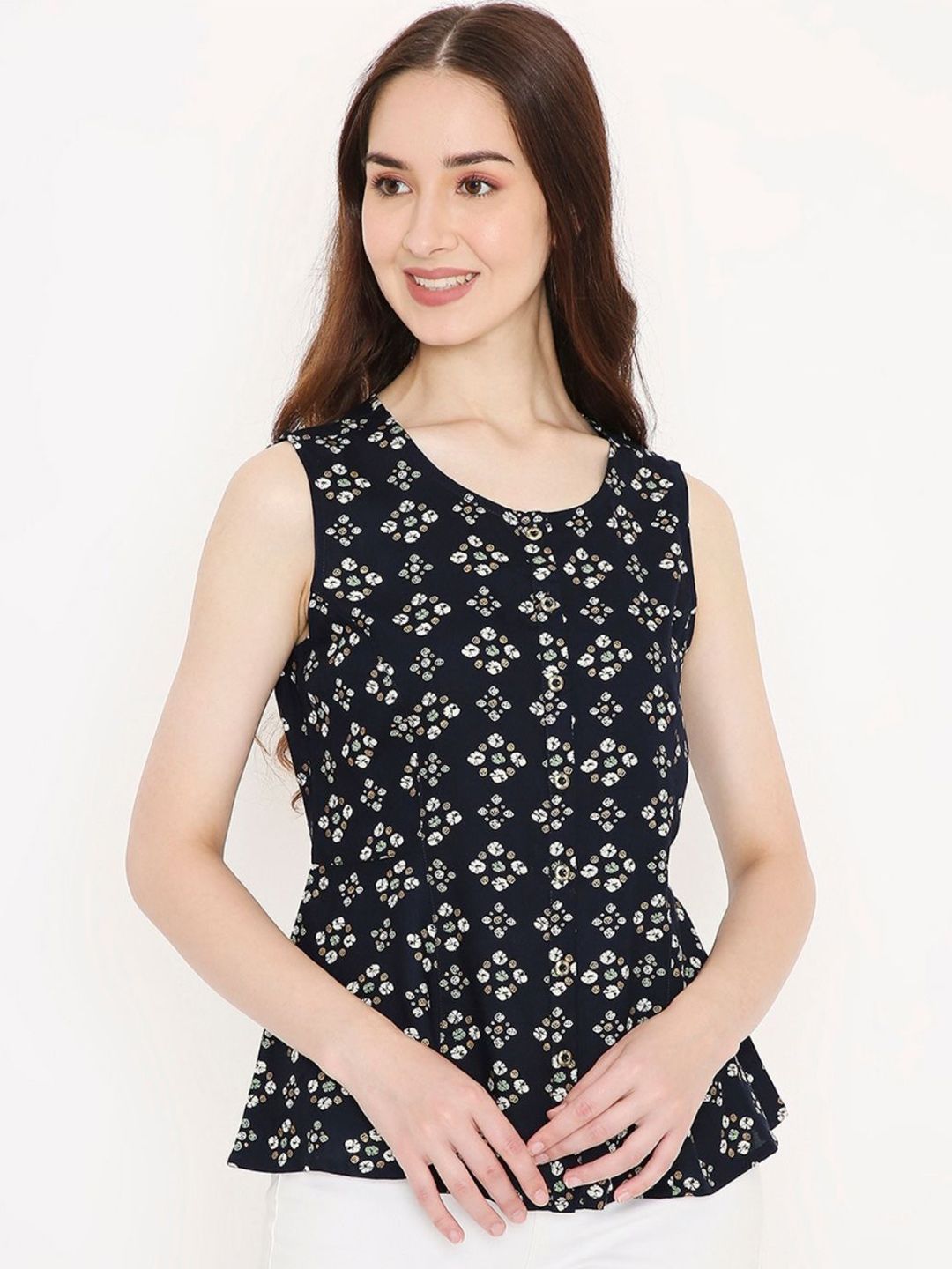 Saffron Threads  Women Bandhani Printed A-line Ethnic Top