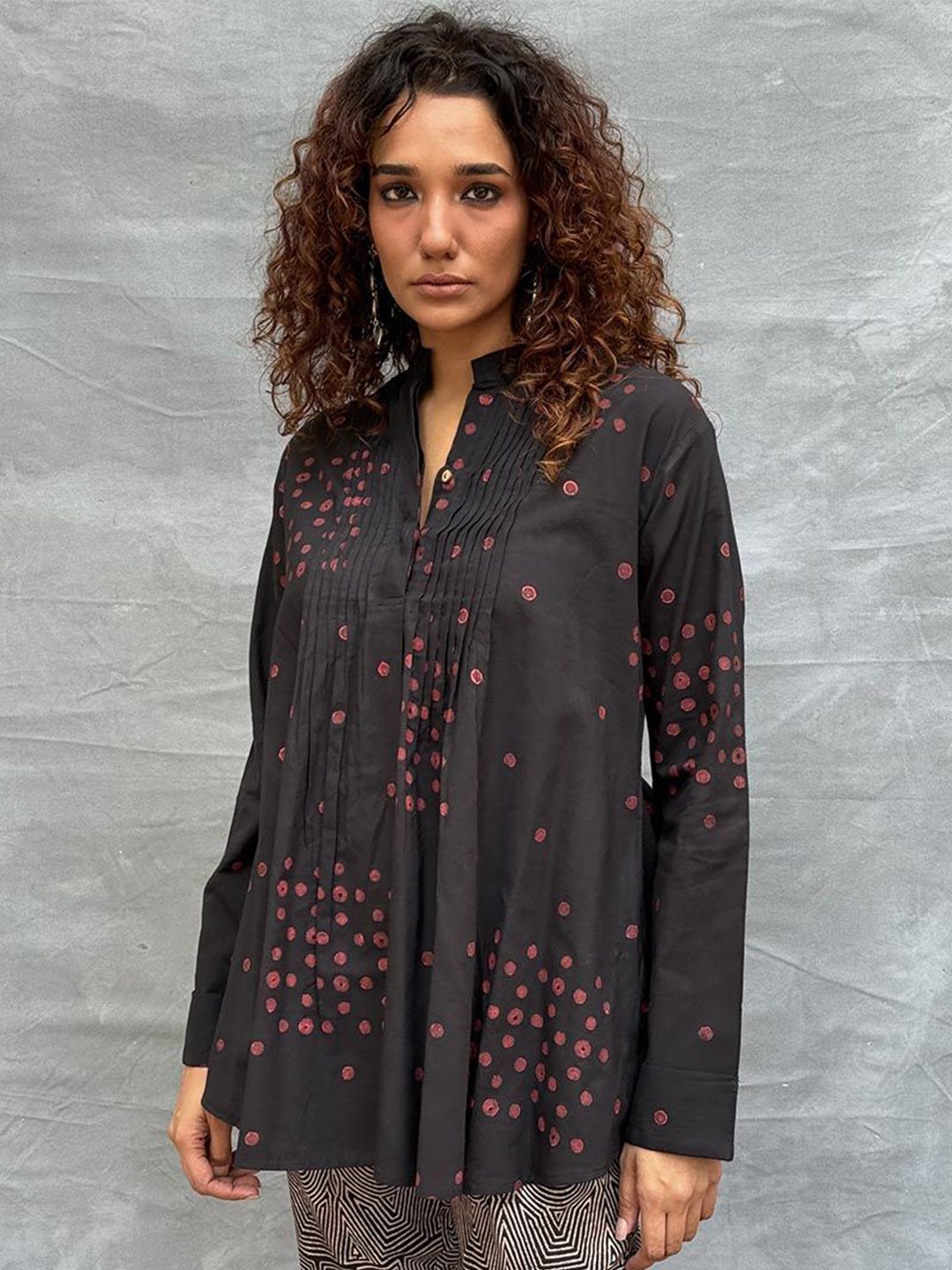Chidiyaa Soil Windsong Blockprinted Cotton Collar Top