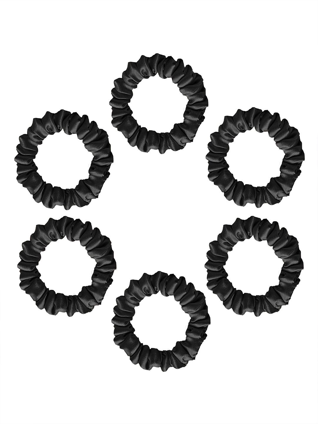 Silvr Bear Black Luxury Satin Skinny Scrunchies