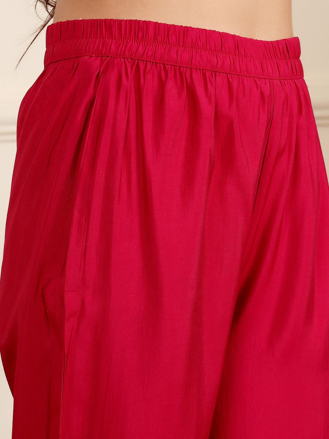 Ethnic Motifs Printed Gotta Patti Chanderi Silk Kurta With Trousers And Dupatta 7