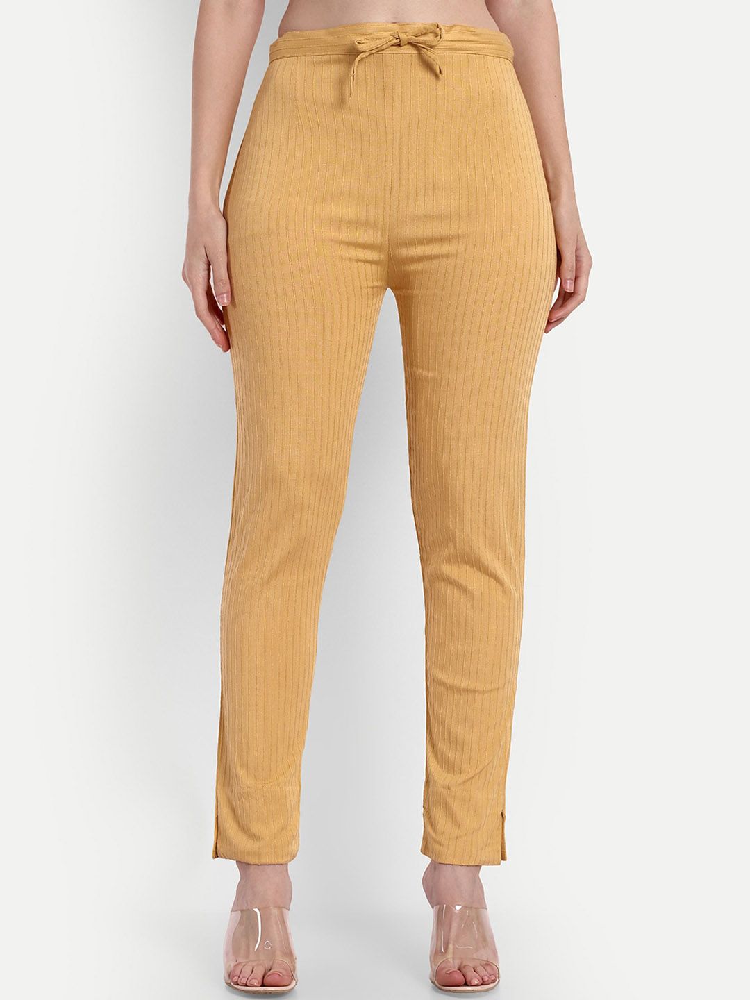 Moda Rapido Women Striped Smart Slim Fit Pleated Culottes Trousers