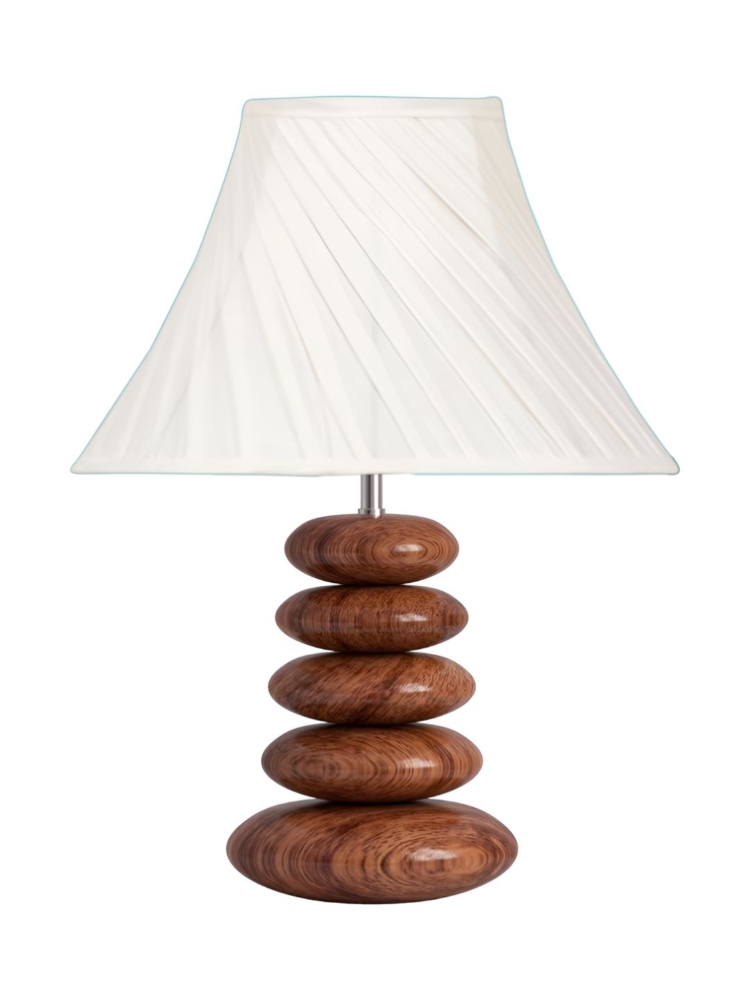 Aura Off White Textured Wood Frusturical Shaped Table Lamp