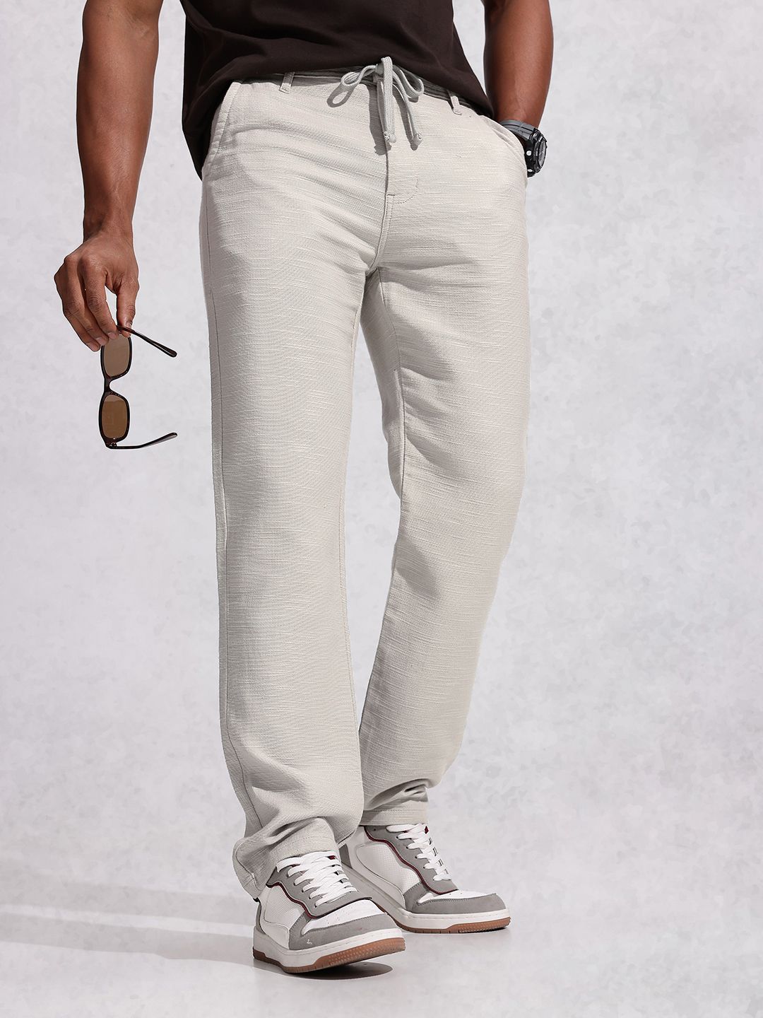 WROGN Men Pure Cotton Anti Fit Trousers