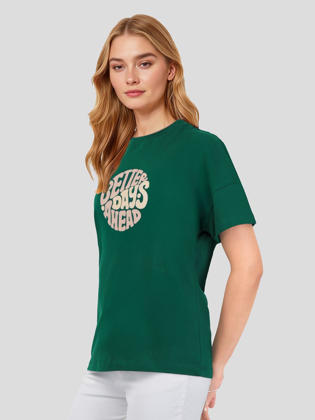 Mast & Harbour Typography Printed Drop-Shoulder Sleeves Pure Cotton T-shirt