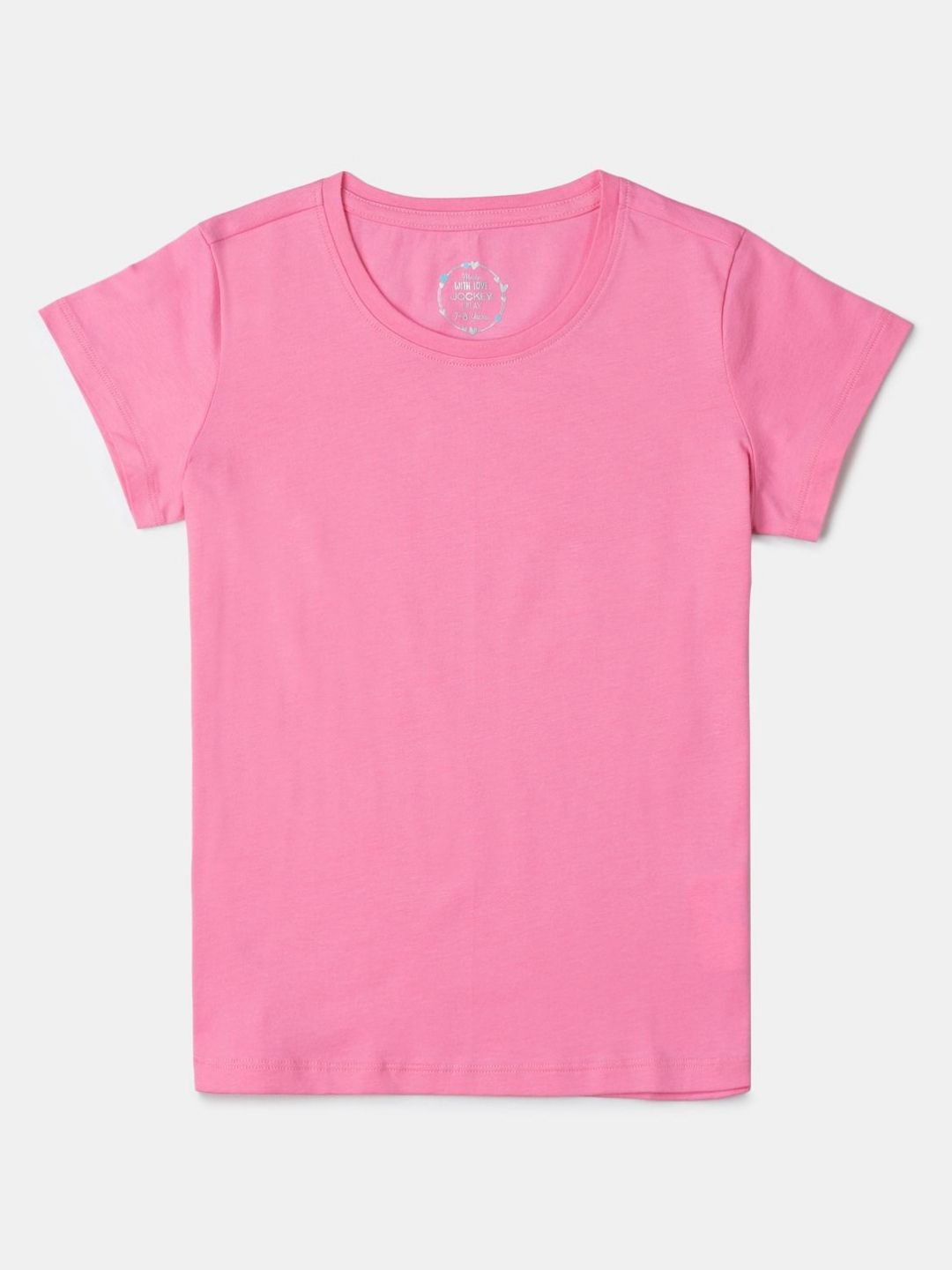 Jockey Girl's Super Combed Cotton Solid Regular Fit Round Neck Short Sleeve T-Shirt - RG02