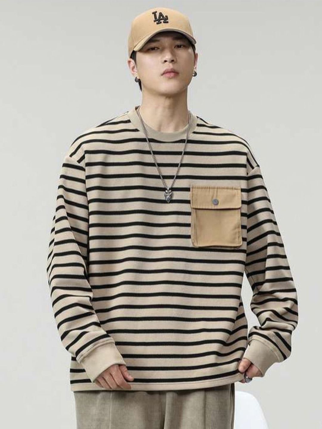 StyleCast Men Striped Round Neck Cotton T-shirt