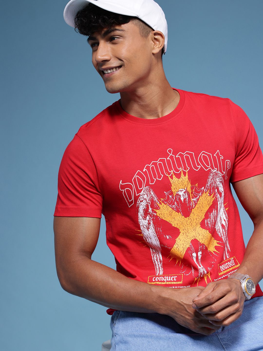 HERE&NOW Pure Cotton Graphic Printed T-shirt