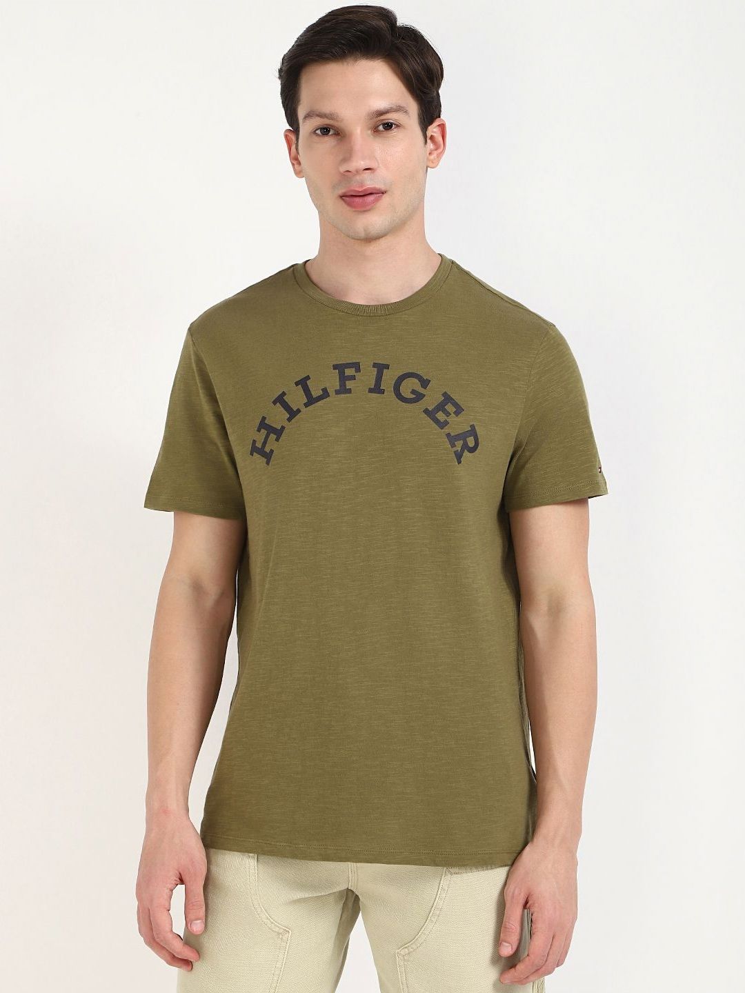 Tommy Hilfiger Men Typography Printed Raw Edge T-shirt