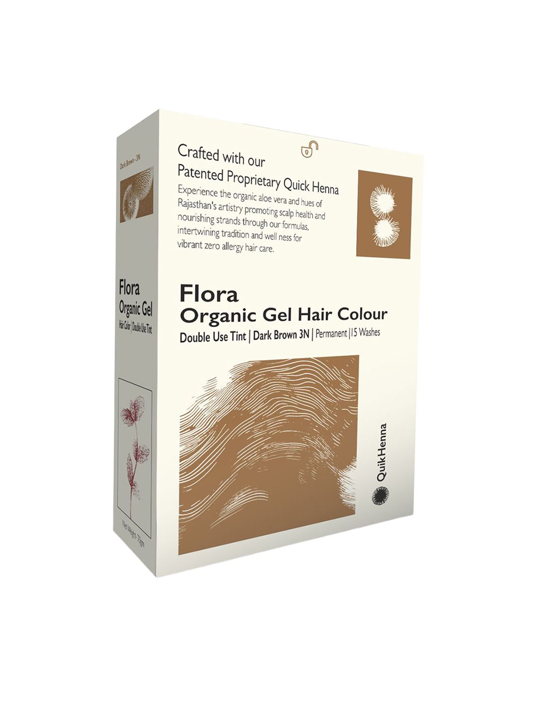 QUIKHENNA Flora Organic Gel Double Use Tint Hair Color - 70 g - Dark Brown 3N