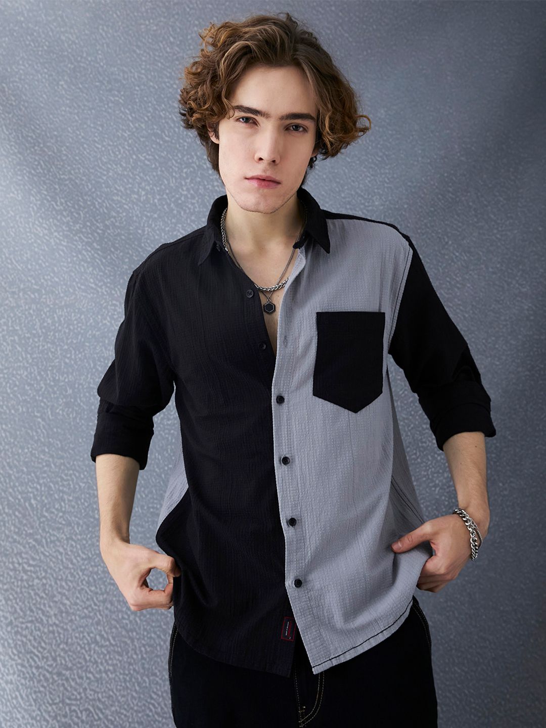 Voltedge Men Relaxed Fit Flex Premium Cotton Textured  And  Fusion Casual Shirt