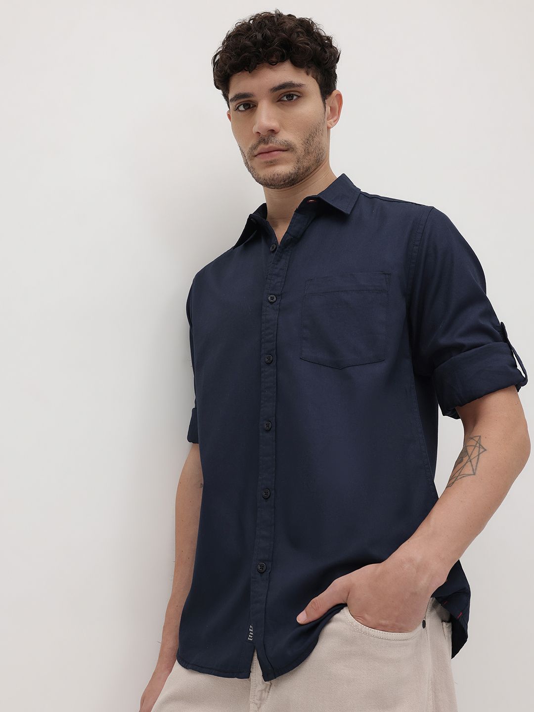 The Roadster Life Co. Spread Collar Pure Cotton Casual Shirt