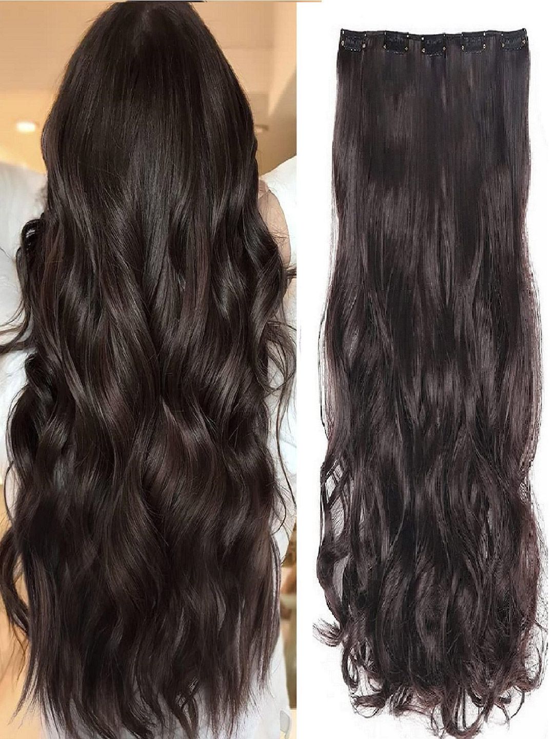 MoonEyes 5 Clip-In Locks Wavy Hair Extension - Brown