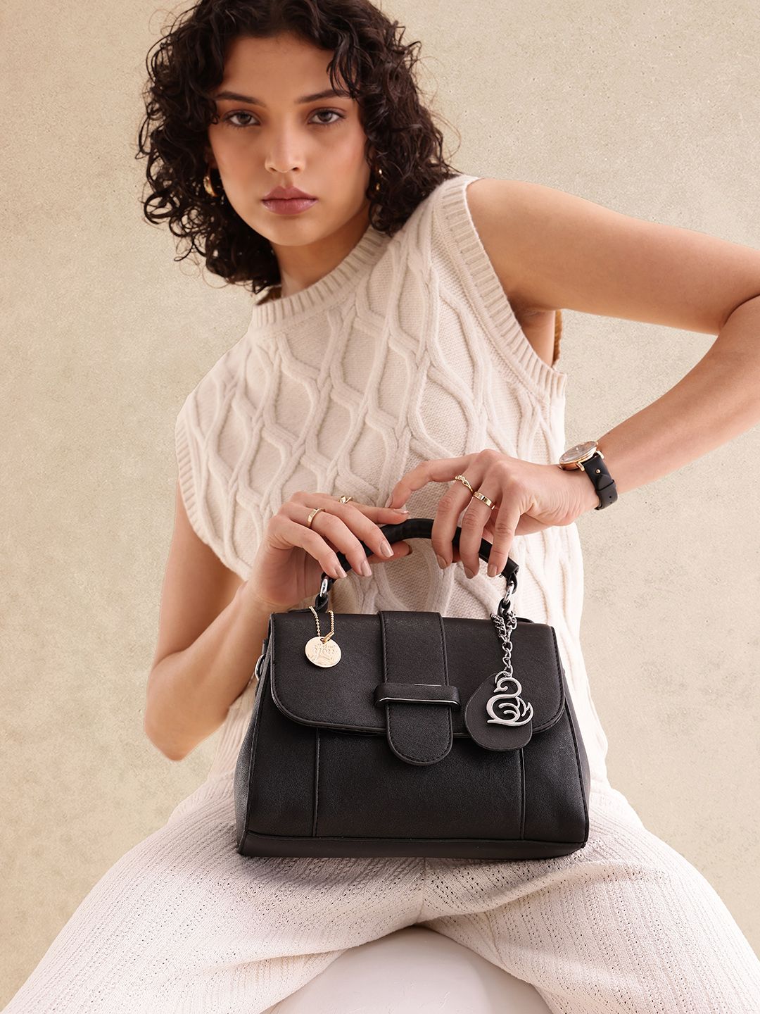all about you Solid Medium Structured Satchel Bag