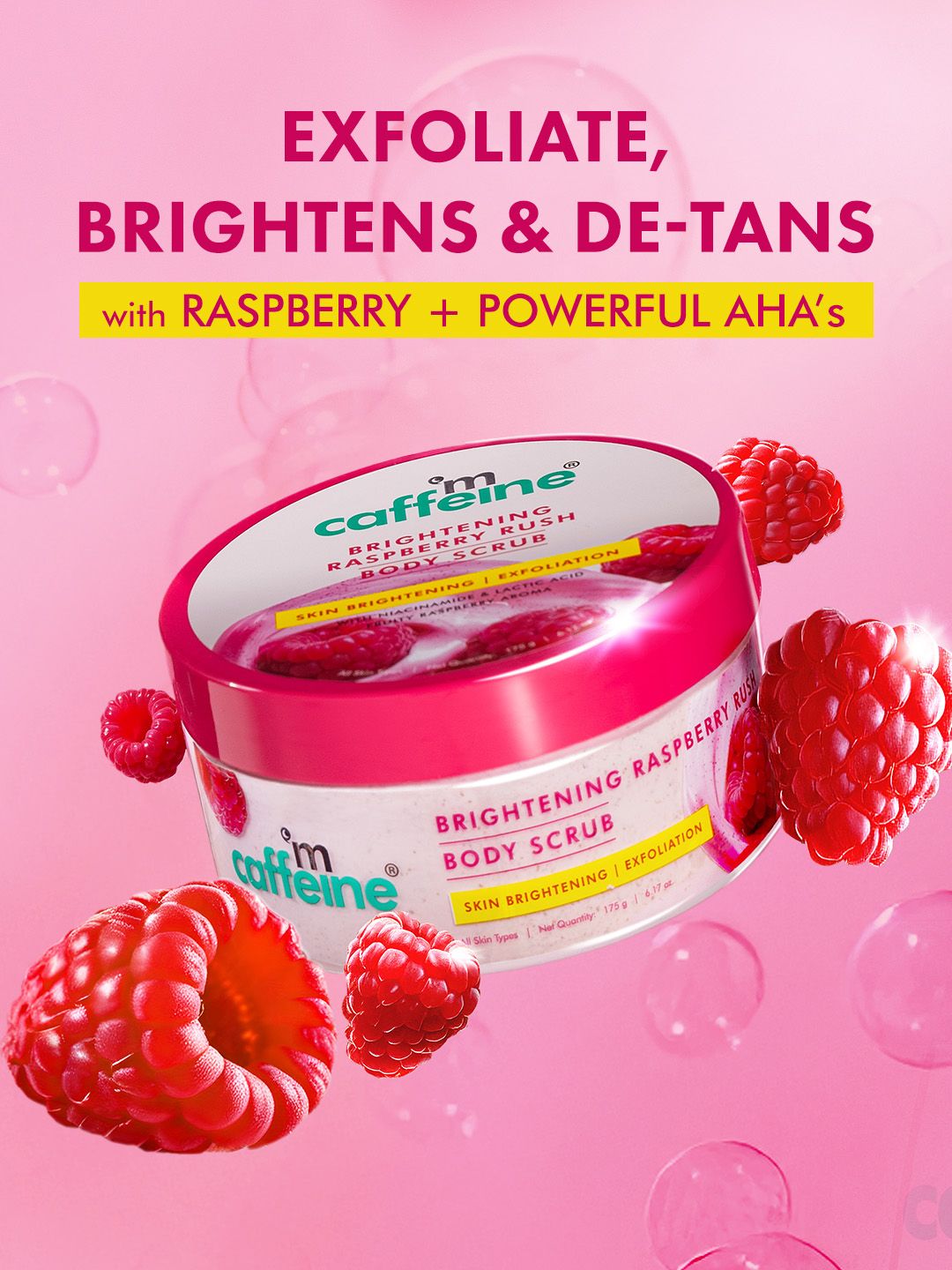 MCaffeine Brightening Raspberry Rush Scrub - 175 g