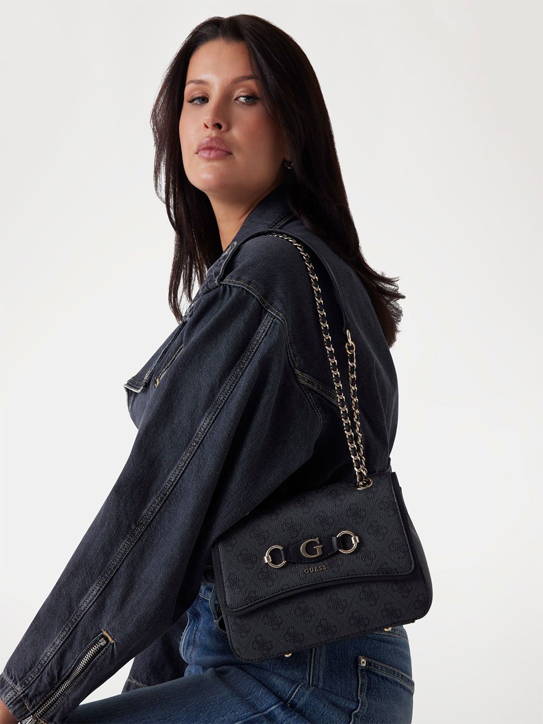 Buy GUESS Brand Logo Printed Small Structured Shoulder Bag -  - Accessories for Women