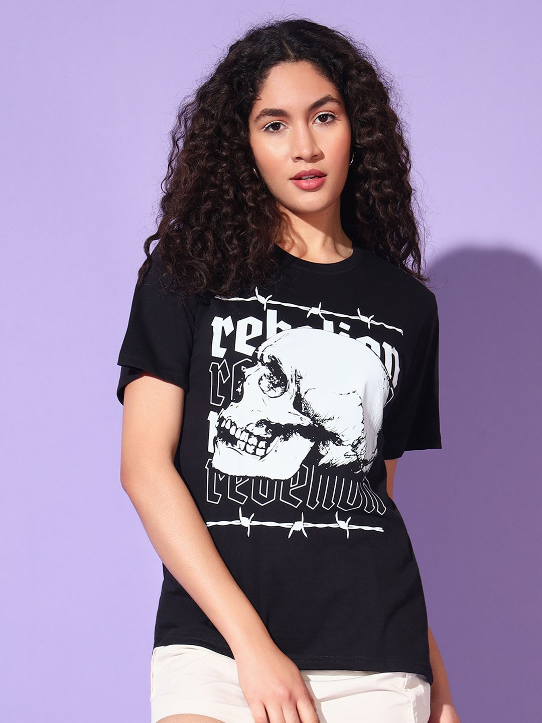 The Dry State Women Graphic Printed Round Neck Cotton Oversized T-shirt