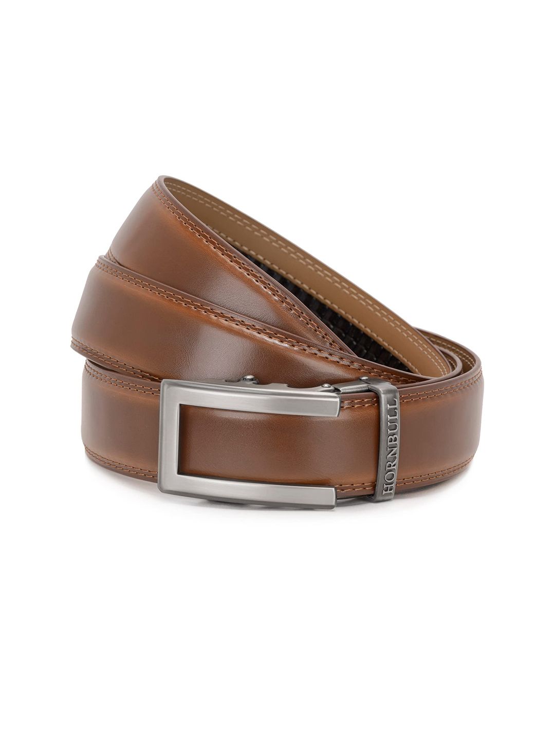 Hornbull Men Riga Tan Autolock Leather Formal And Casual Belt