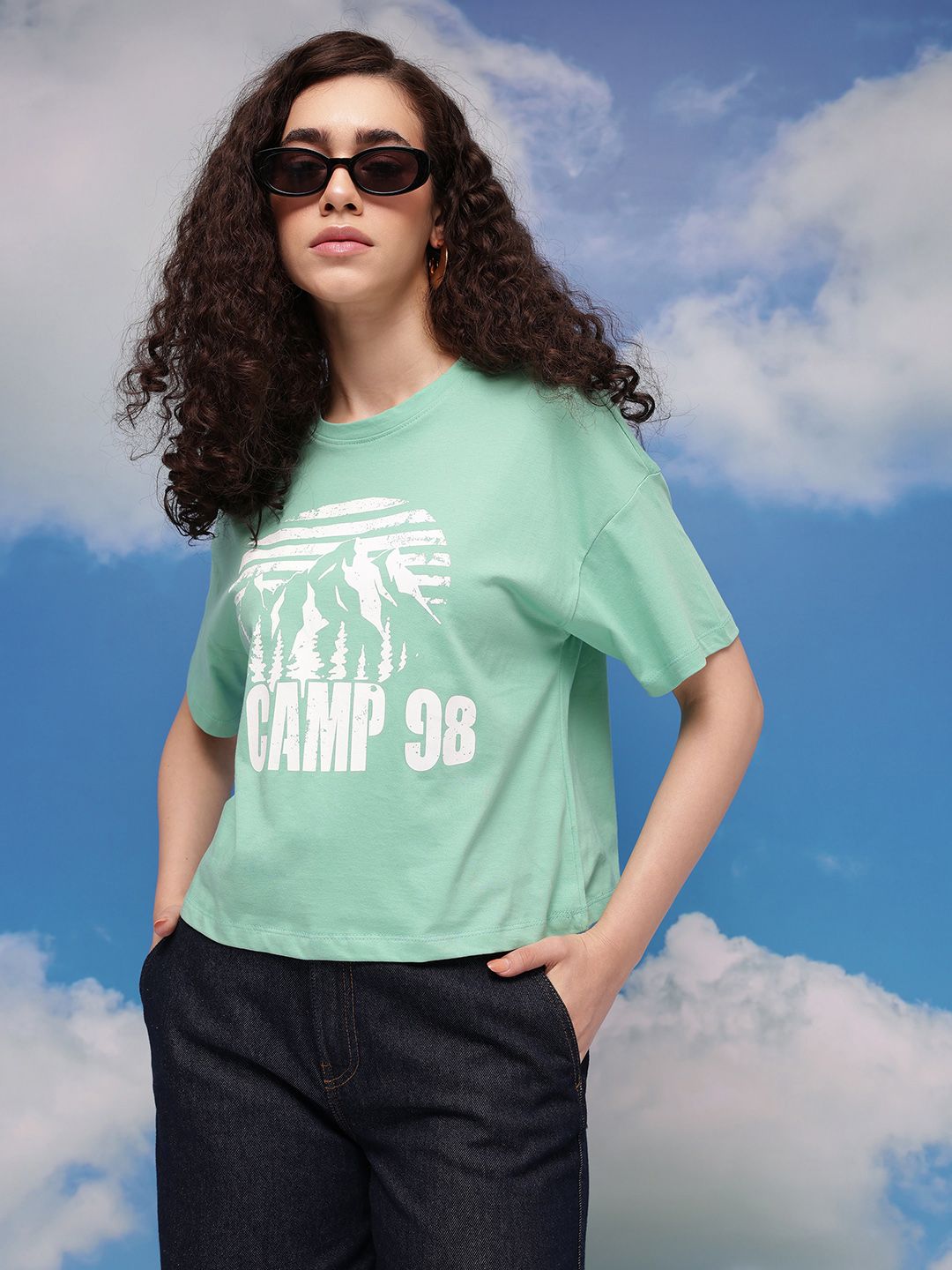 CORSICA Typography Printed Drop-Shoulder Sleeves Pure Cotton Boxy T-shirt
