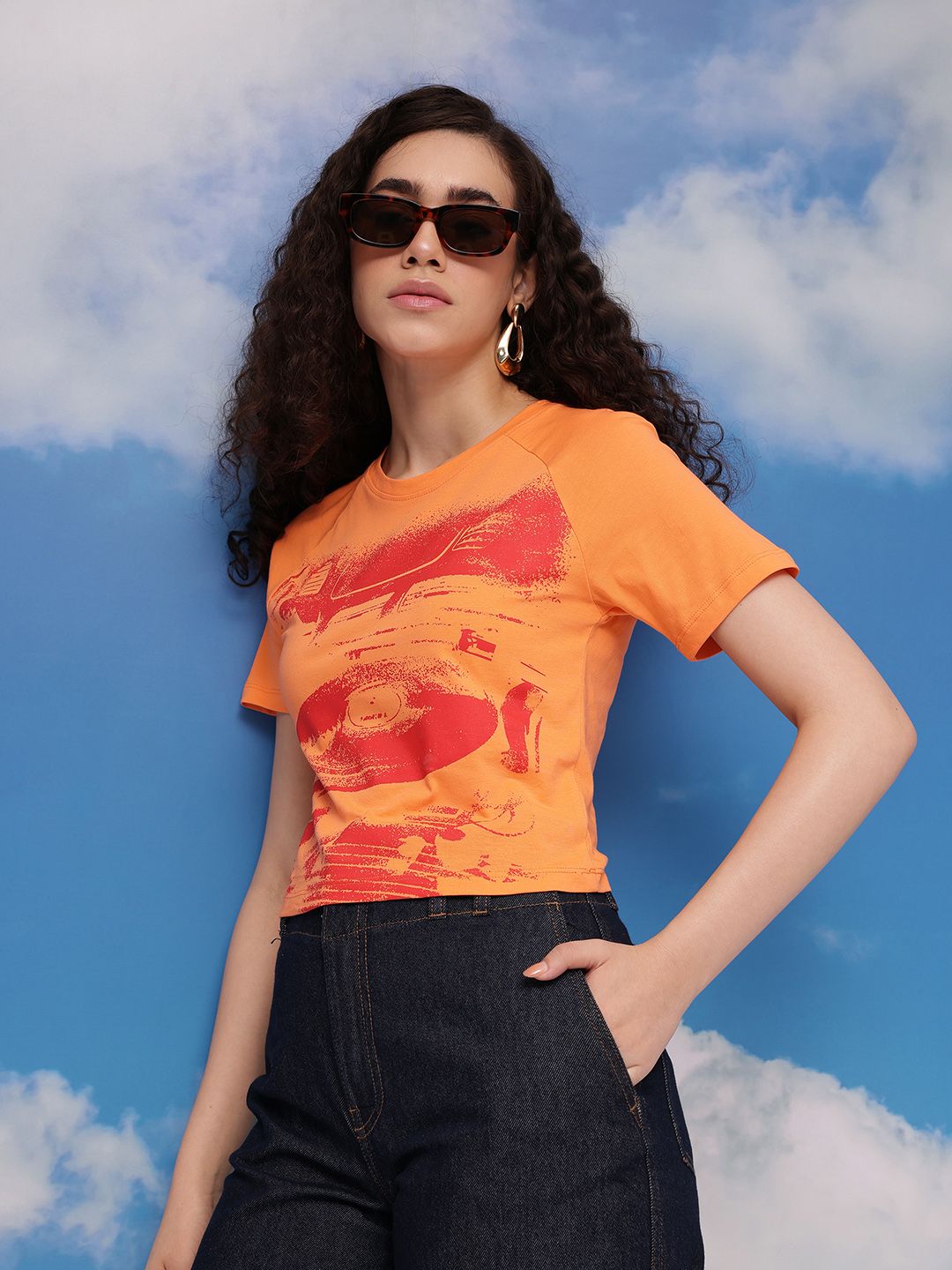 CORSICA Printed Raglan Sleeves Pure Cotton T-shirt