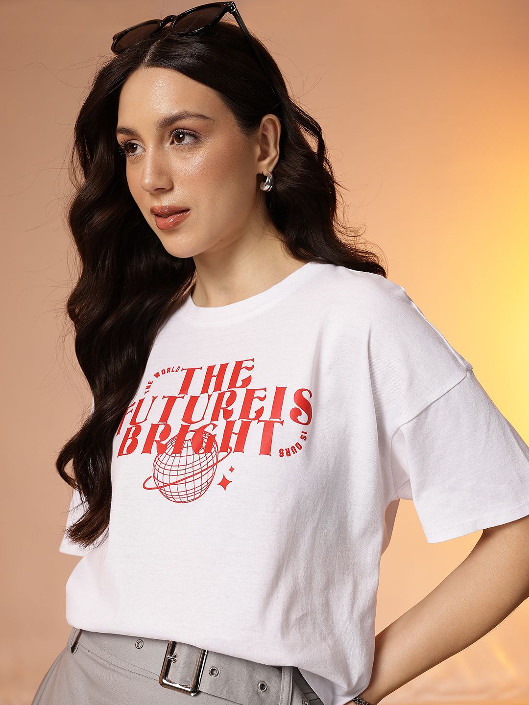 CORSICA Typography Printed Drop-Shoulder Sleeves Boxy T-shirt