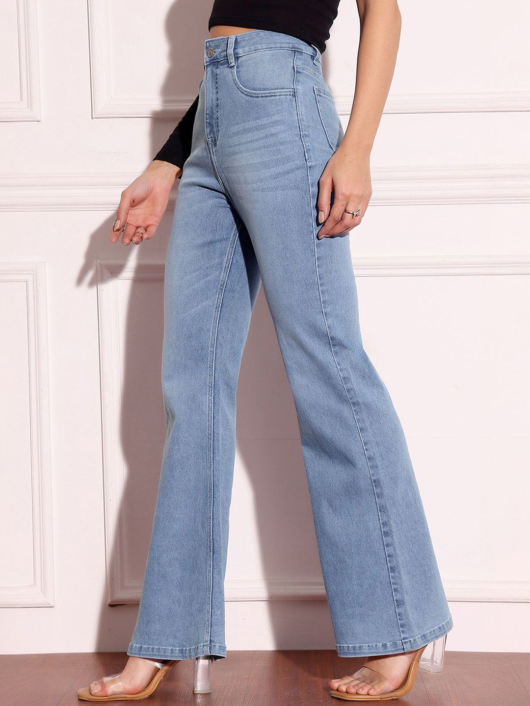 Miss Chase Women Bootcut High-Rise Heavy Fade Stretchable Jeans