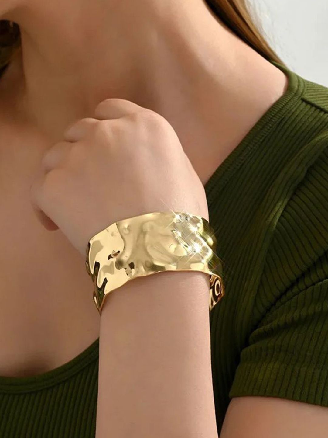 Shining Diva Fashion Gold-Plated Cuff Bracelet
