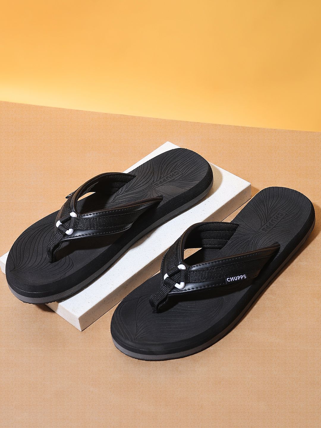 CHUPPS Women Black Ortho Comfort Everyday Wear Flip Flops