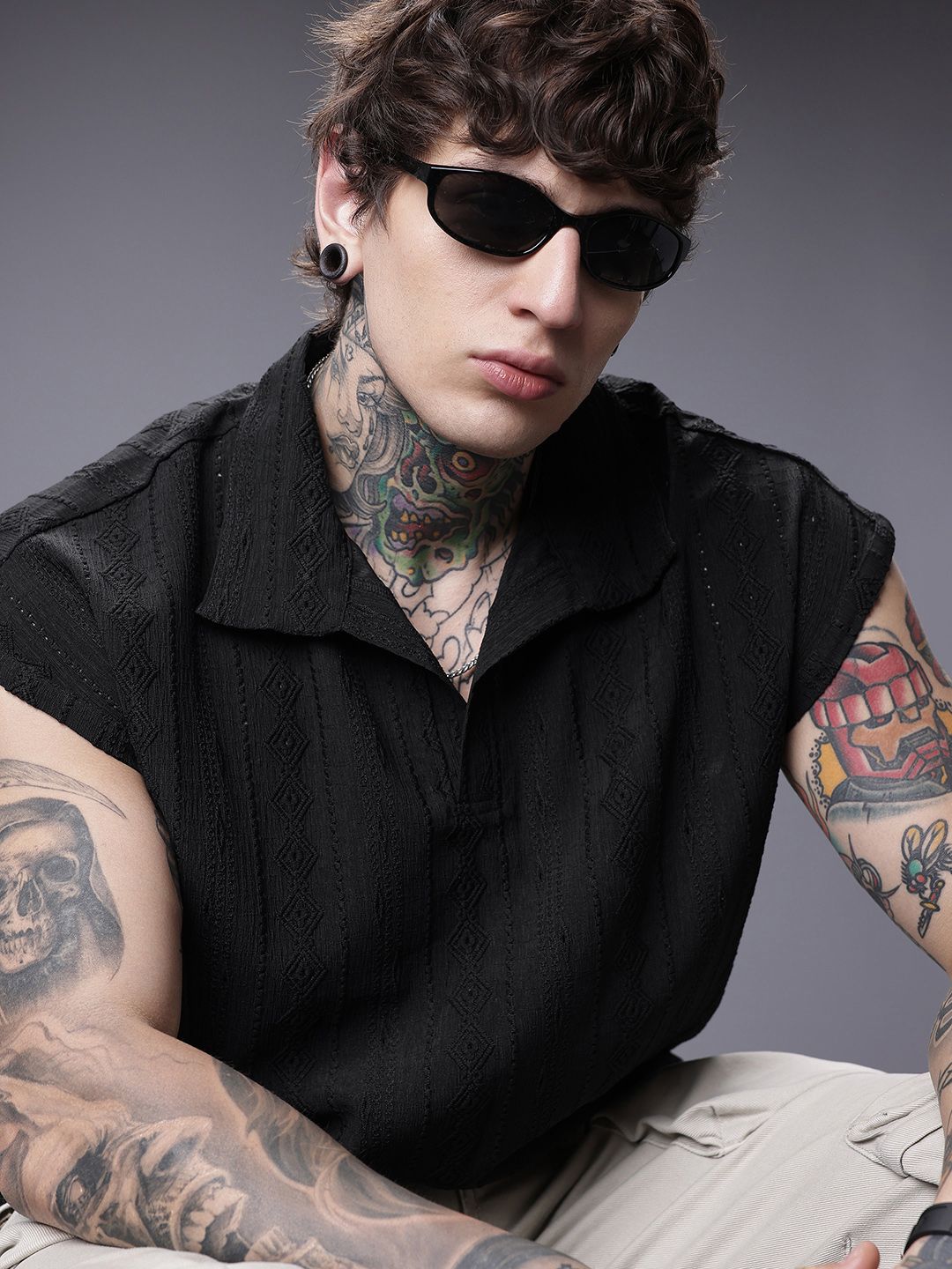 SOKO STREET Polo Collar Self Designed T-shirt