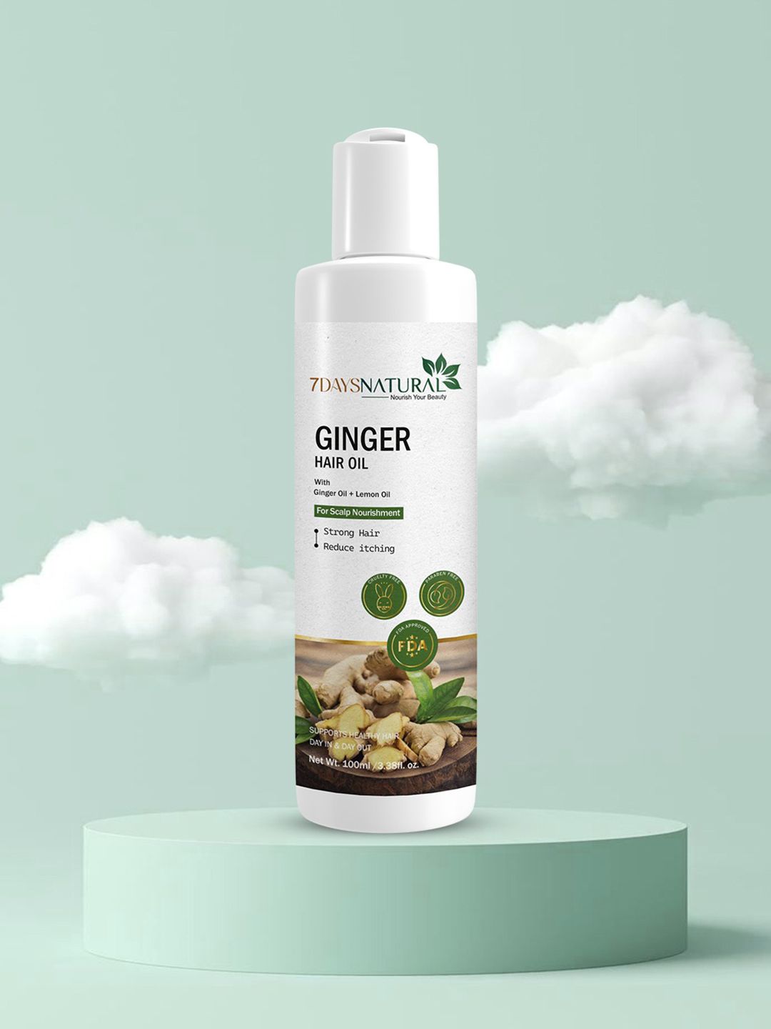 7DAYSNATURAL Hair Oil With Ginger & Bhringraj For Scalp Nourishment - 100Ml