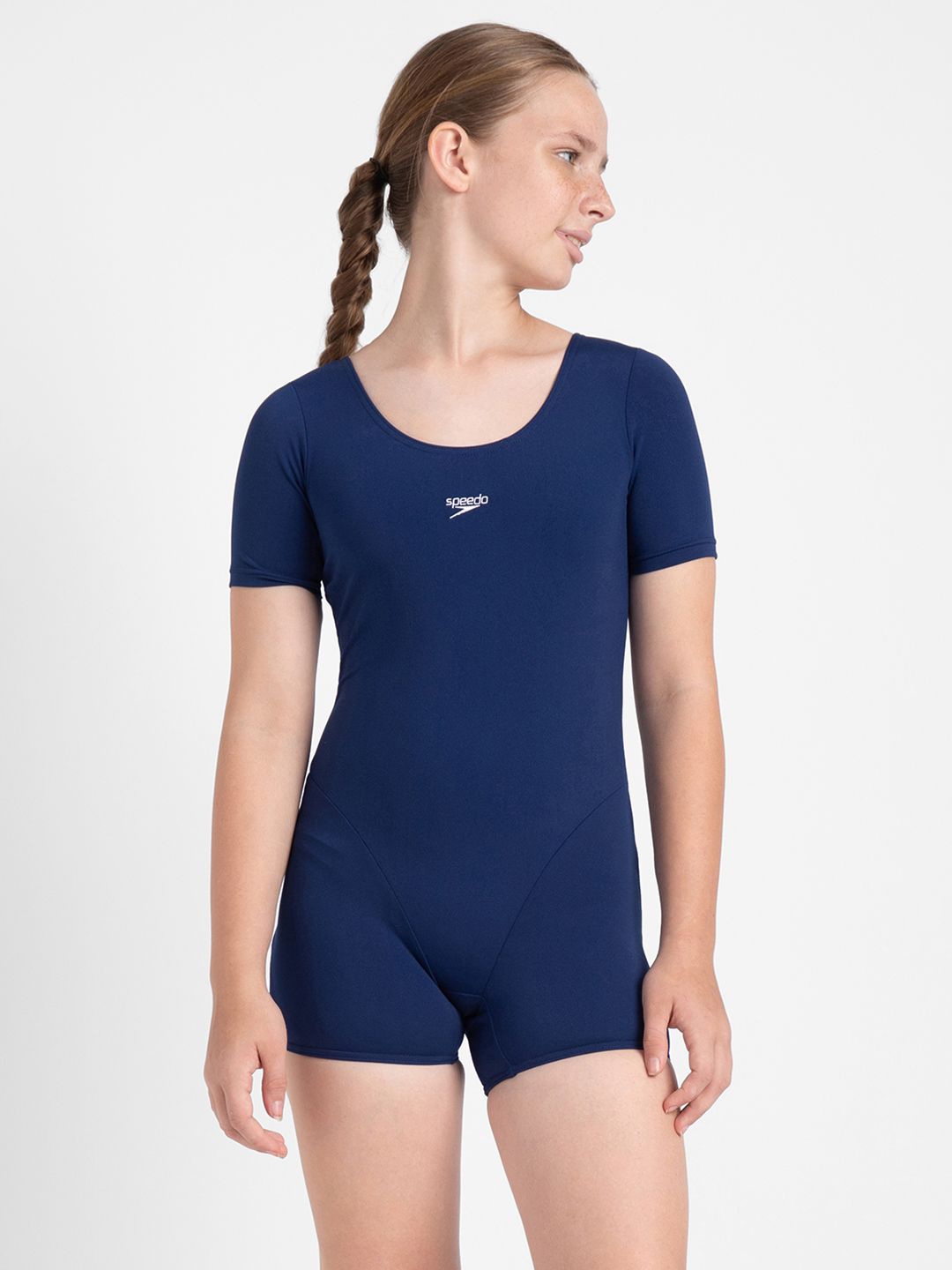 Speedo Girl's Endurance+ Sleeved Quick Drying Essential U-Back Legsuit