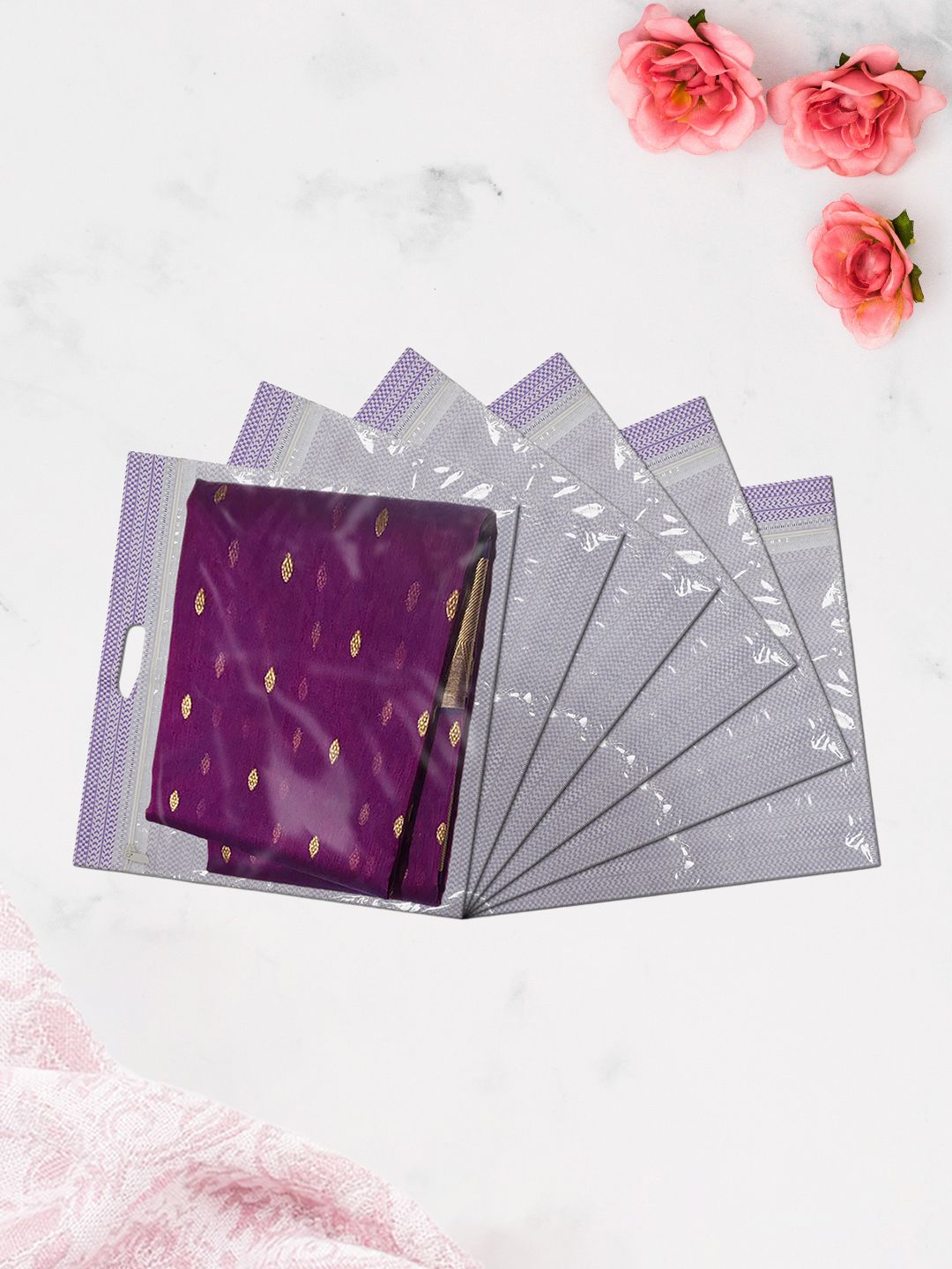 Kuber Industries Purple Set of 6 Regular Drawer Organiser Organisers