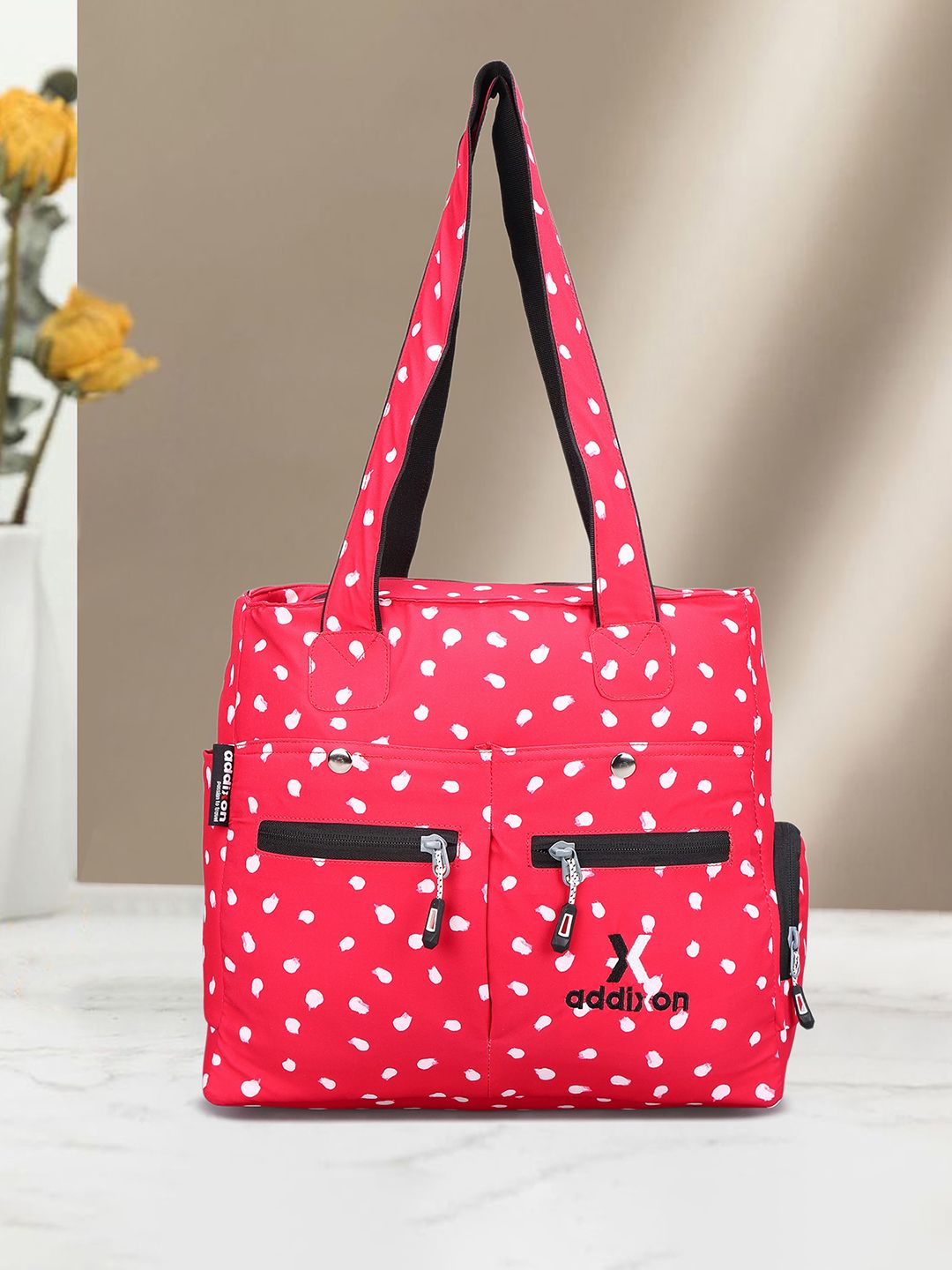Addixon Geometric Printed Structured Shoulder Bag with Quilted