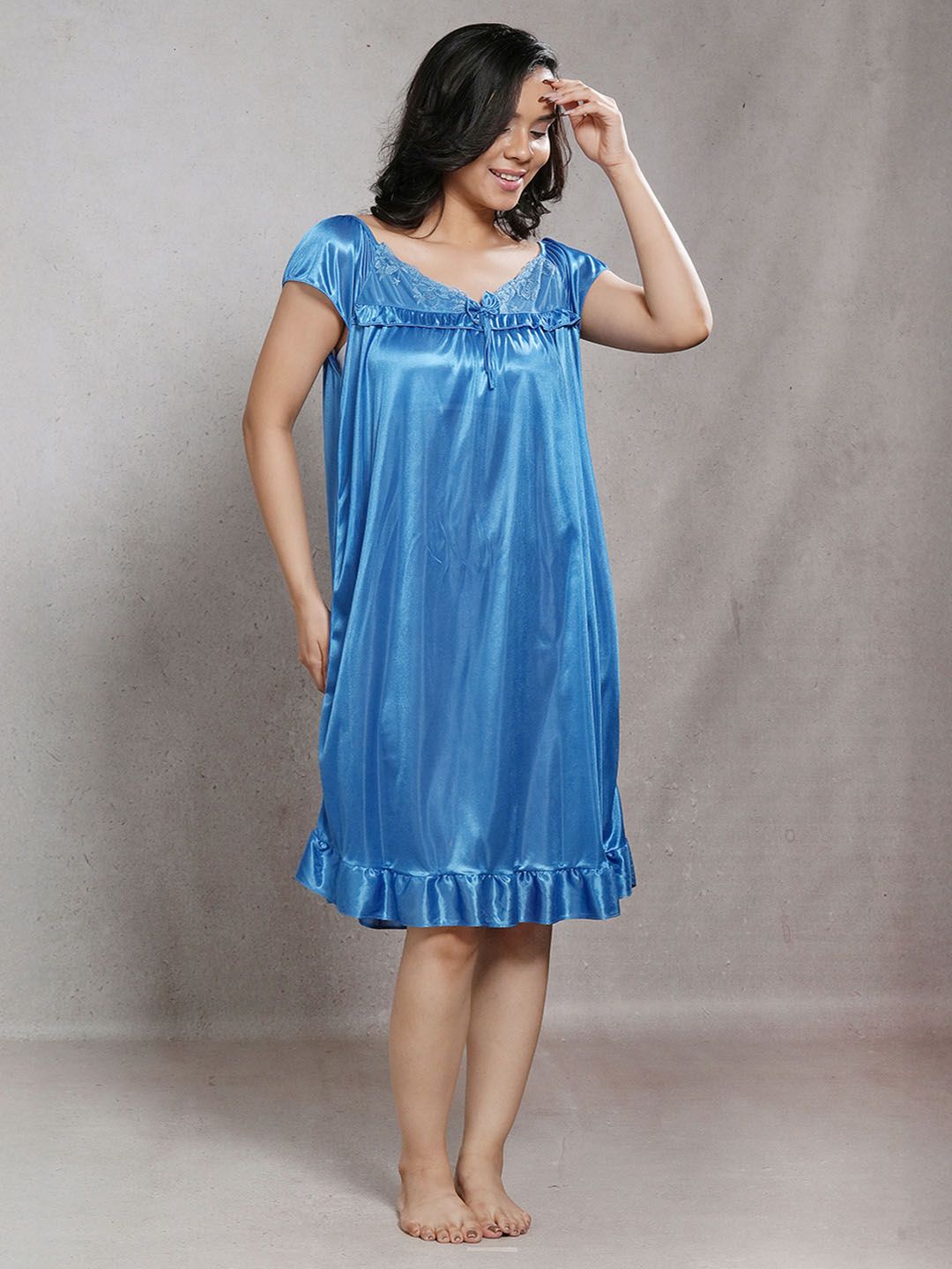 CrossKulture Women V-Neck Satin Nightdress