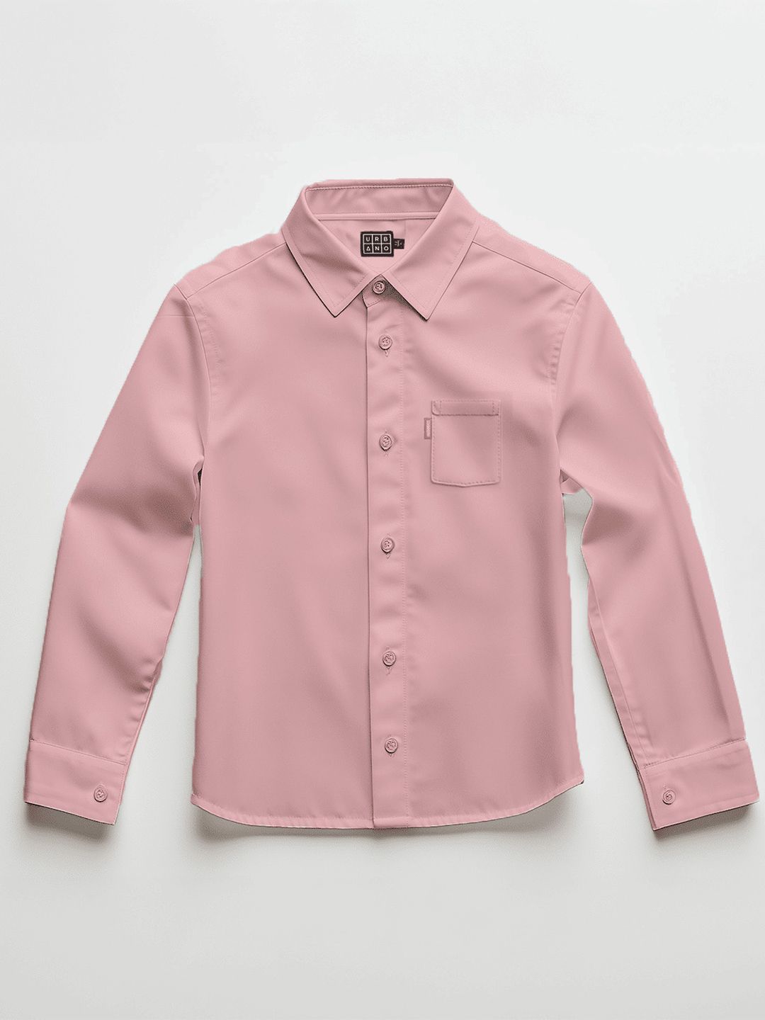 Urbano Juniors Boys Pink Cotton Long Sleeve Regular Fit Casual Solid Shirt