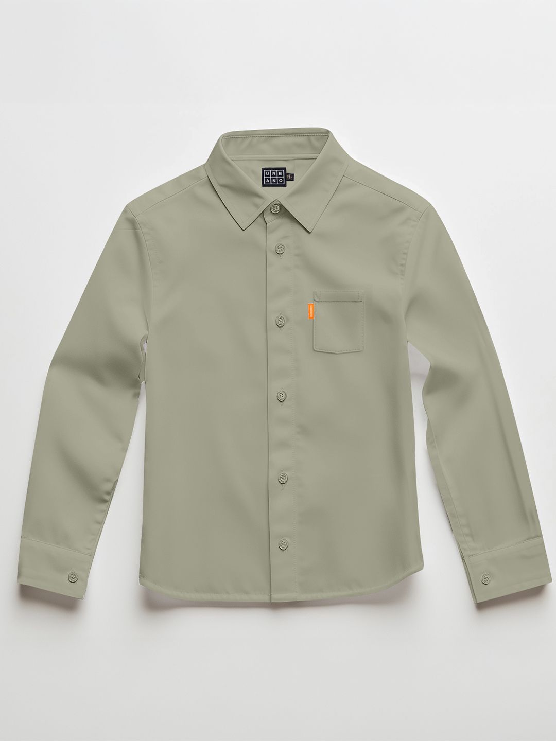 Urbano Juniors Boys Olive Cotton Long Sleeve Regular Fit Casual Solid Shirt