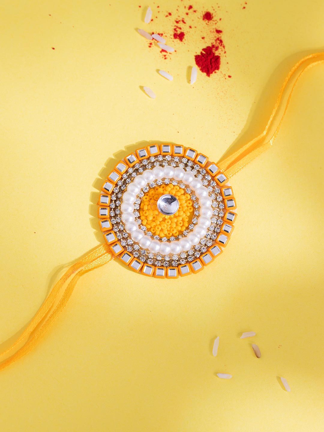 Golden Bloom Designer Thread Rakhi For Brother