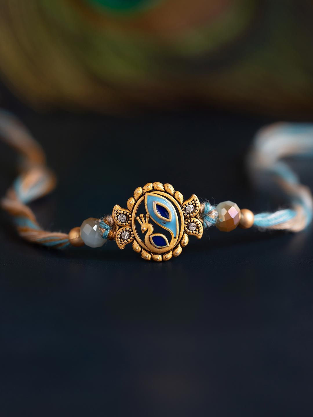 Graceful Peacock Designer Thread Rakhi For Brother