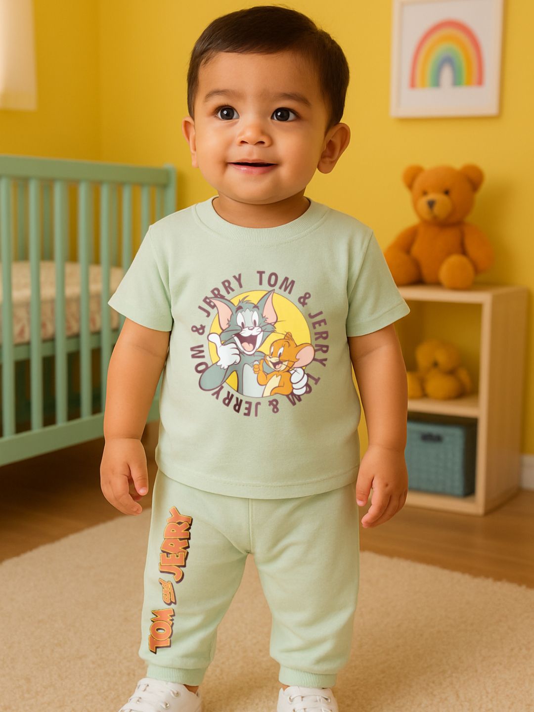 Nap Chief Infants Unisex Tom and Jerry Cheers Printed Relaxed Fit Night Suit
