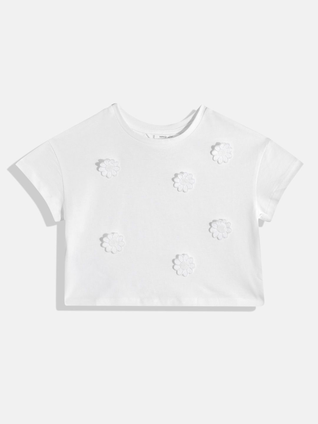 Mango Kids Girls Floral Detailed Pure Cotton T-shirt