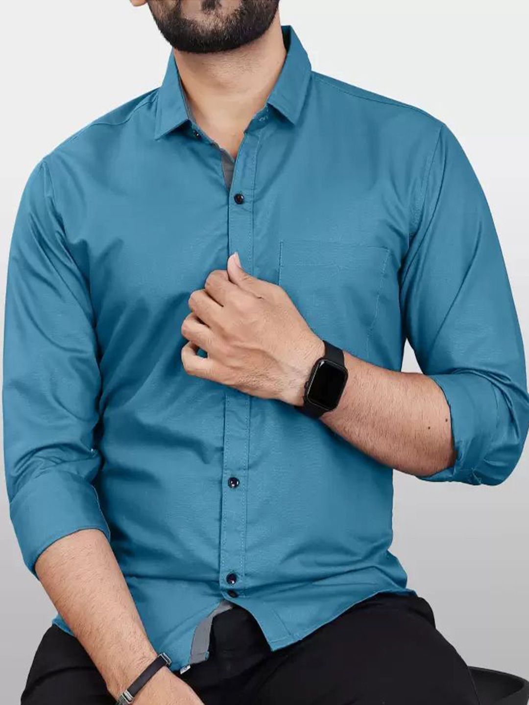 THE BEETEL HOUSE Men Solid Spread Collar Cotton Casual Shirt
