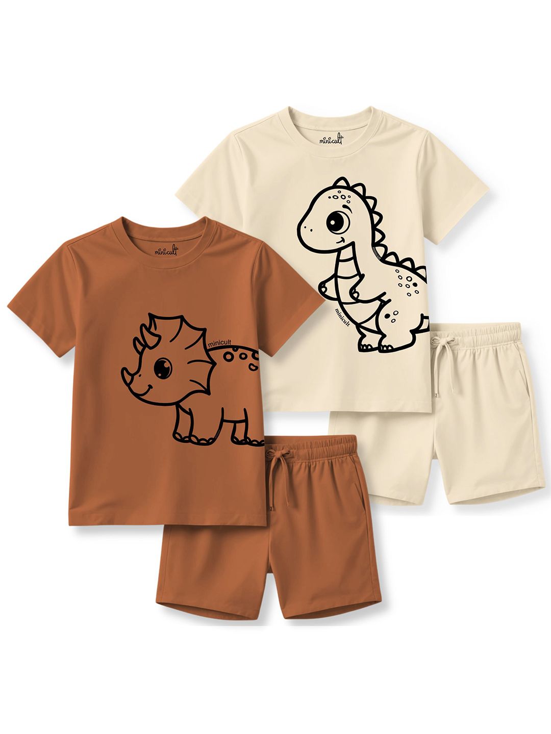 x2o Selection Of 2 Kids Printed Pure Cotton Sleeveless T-shirt With Shorts