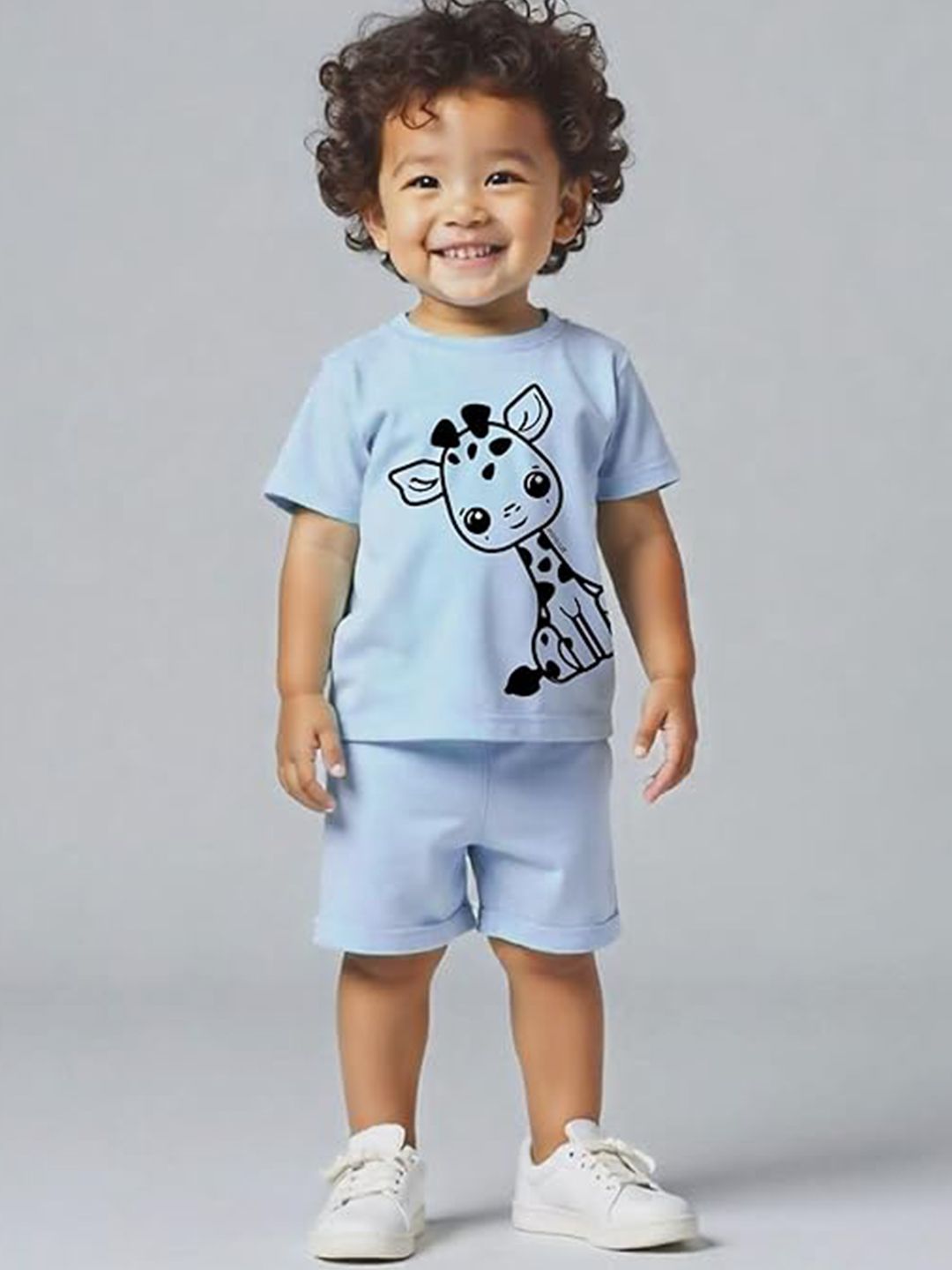 x2o Kids Printed Pure Cotton Sleeveless T-shirt With Shorts