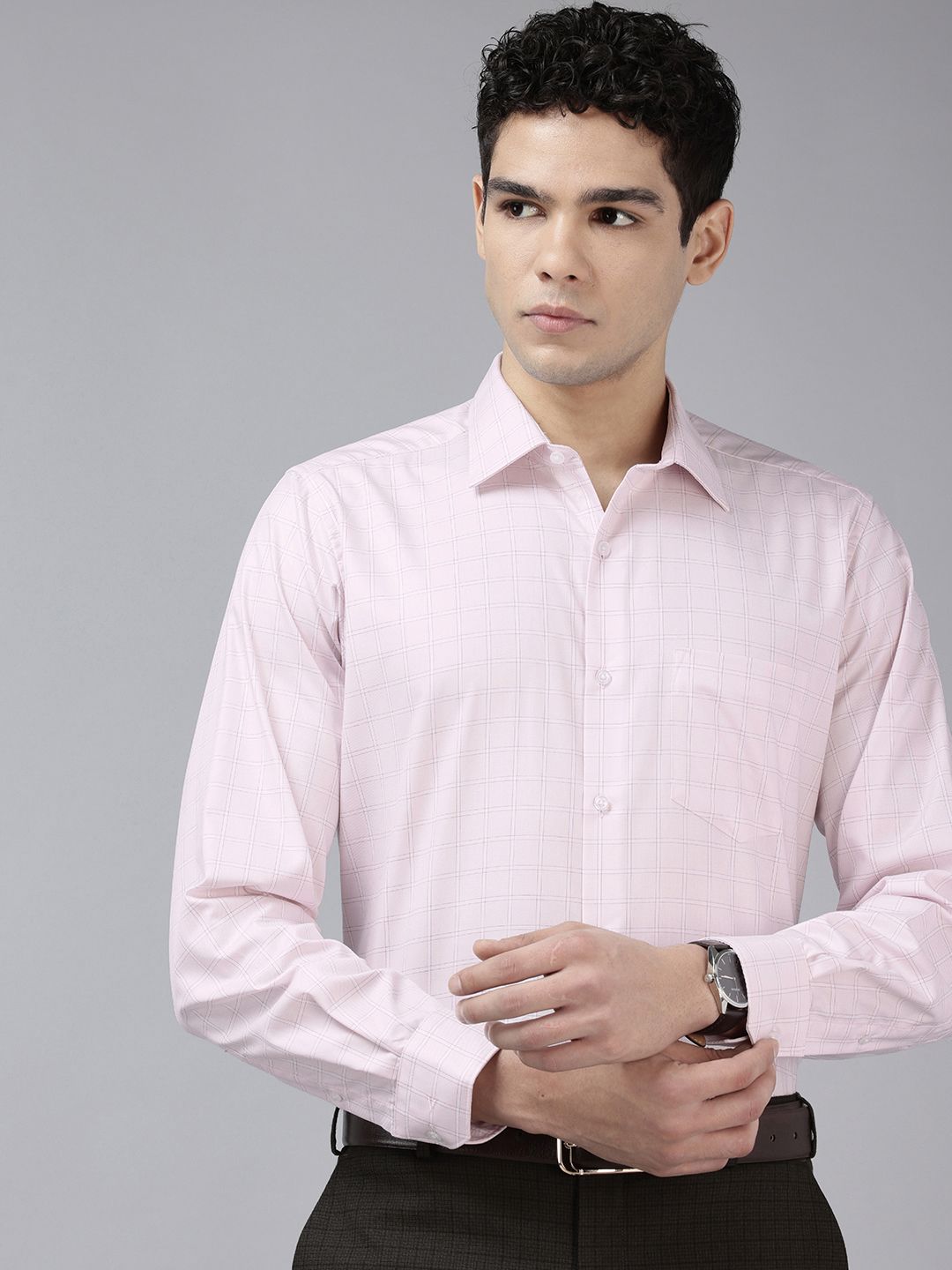 Van Heusen Custom Fit Checked Pure Cotton Formal Shirt